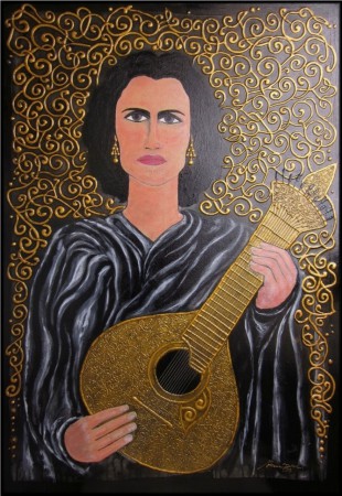 "Fadista" 2013 Original Painting by artist Title "Fadista" Acrylic and Oil 100 x 70 cm 39.37 x 27.55 inches 2013